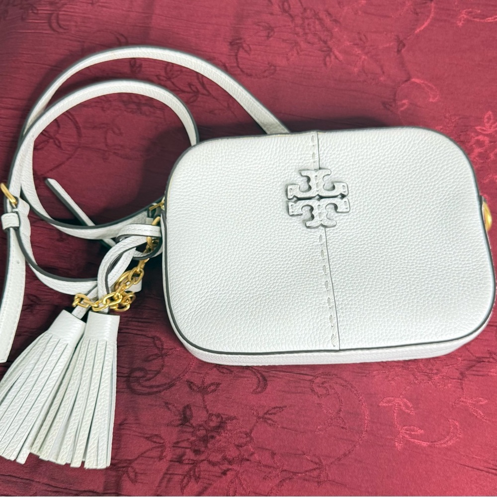 Tory burch white cream Herringbone Patterned Bag - Picture 3 of 10